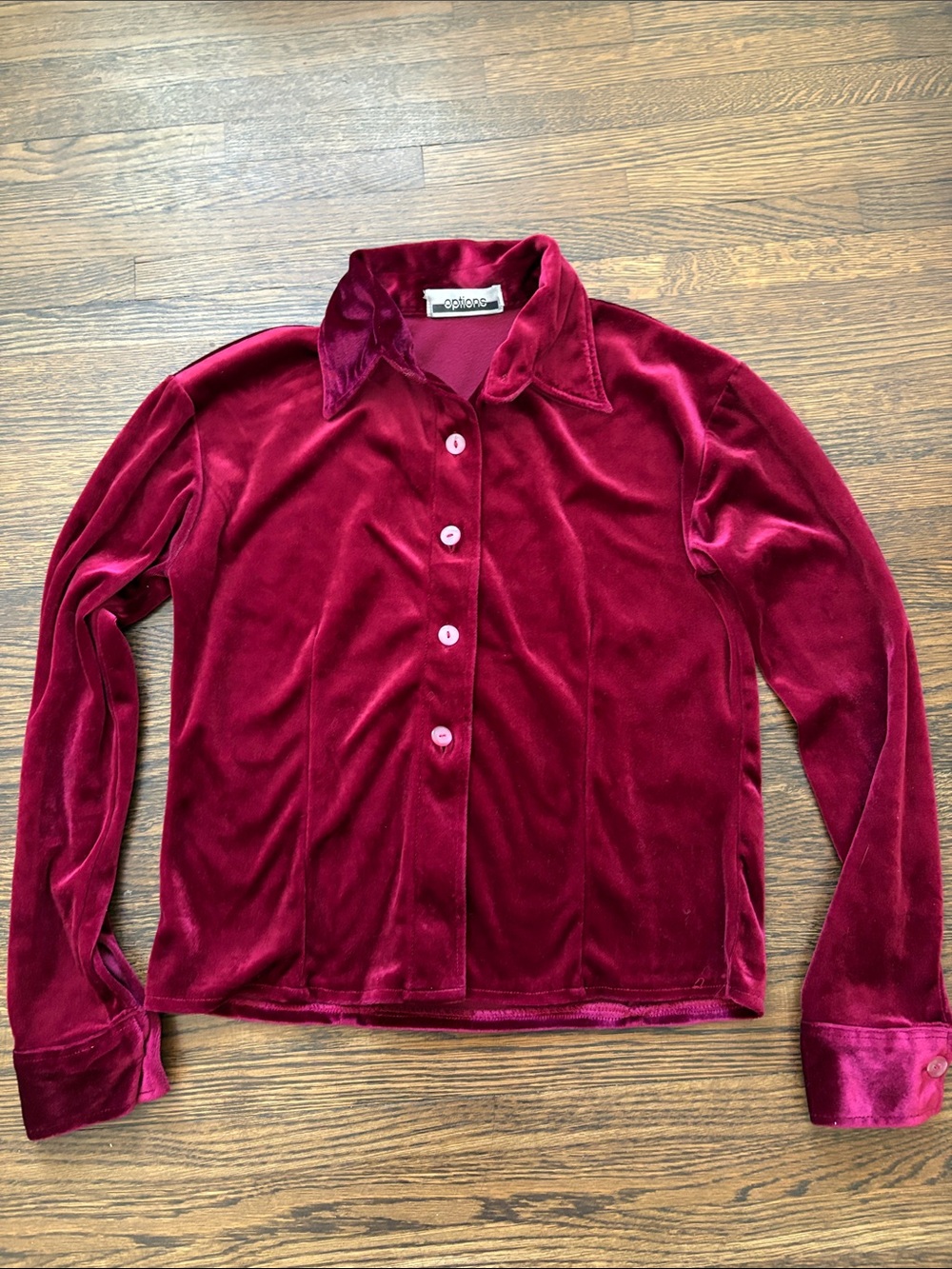 Velvet look  Button-Down Shirt in Burgundy by Options